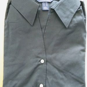 Land's End 18W 3/4 Sleeve Tonal Striped Button-Down Shirt